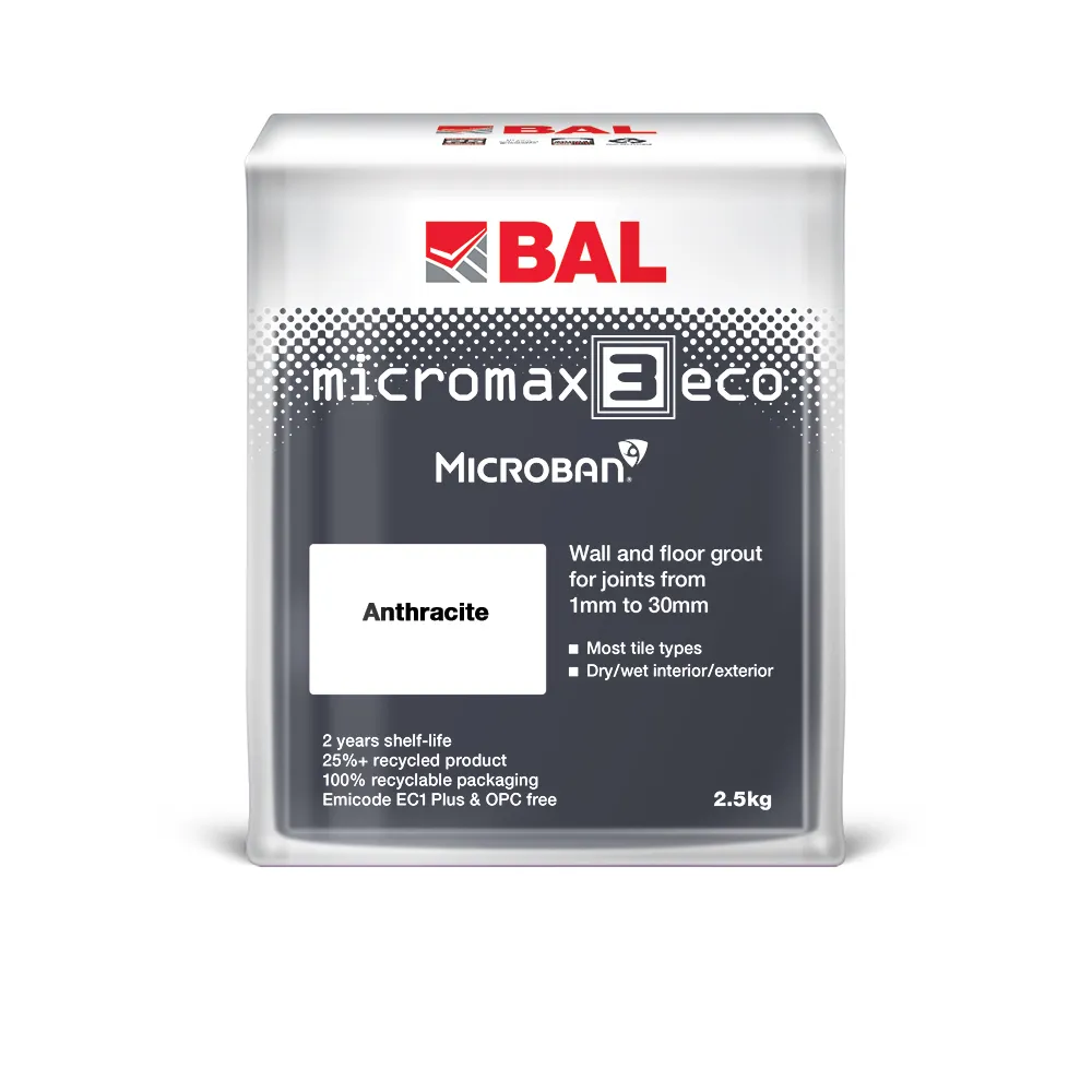 BAL Micromax3 ECO Anthracite 2.5kg - Image showcasing a package of BAL Micromax3 ECO Anthracite grout.