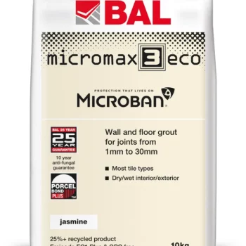 BAL Micromax3 ECO Jasmine 10kg tile adhesive, suitable for sustainable tiling projects.