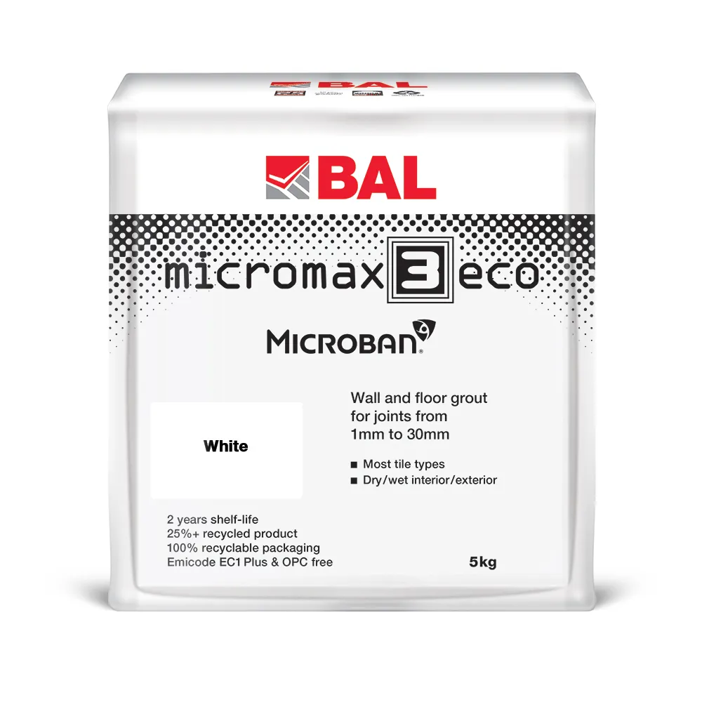 Image of BAL Micromax3 ECO White 5kg tile adhesive packaging